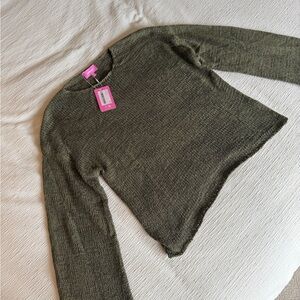 Edikted Olive Green Knit Crew Sweater